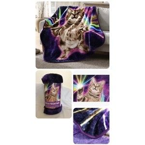 NWT Wild Frontier Wilderness Plush Galactic Cat Throw Blanket 50X60